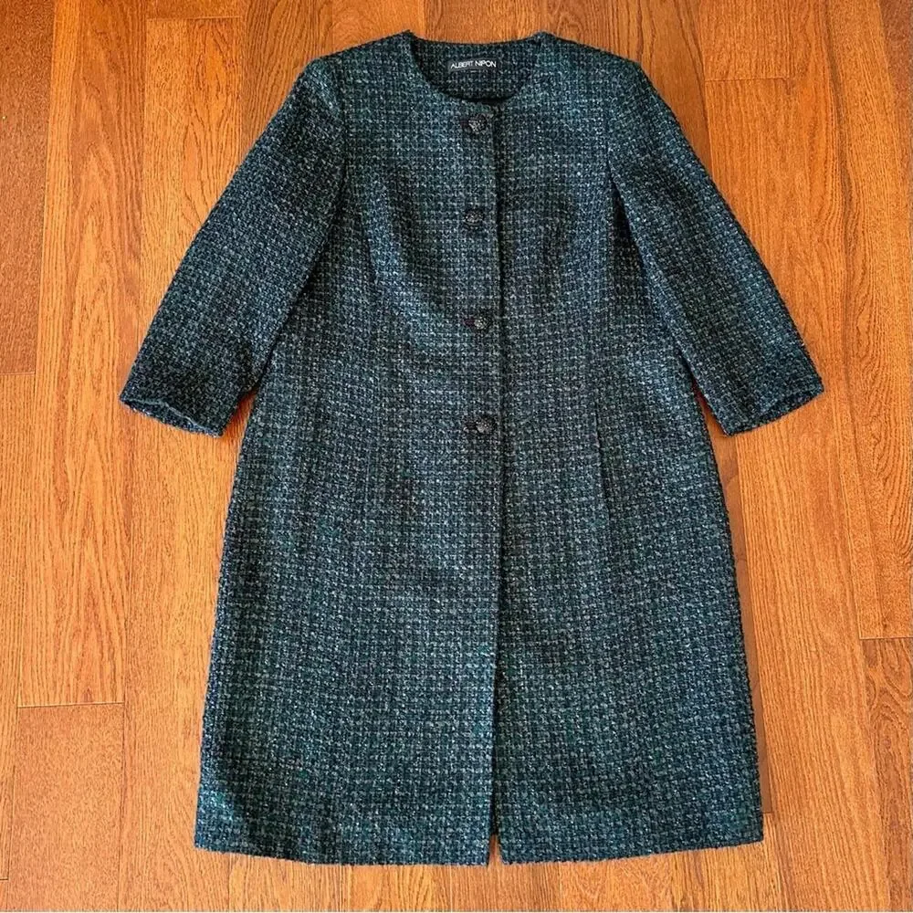 Albert Nipon Metallic Tweed Lightweight Coat - Picture 11 of 11